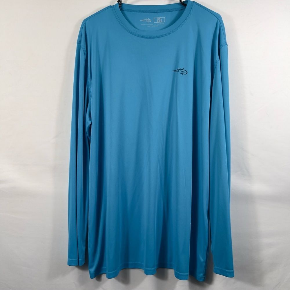 Reel Life Men's Sun Defender Lightweight Long Sleeve UV Tee Aqua Blue 0697